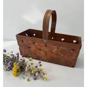 VINTAGE Metal Copper Basket Lattice Rectangular Fast Shipping 3407-28